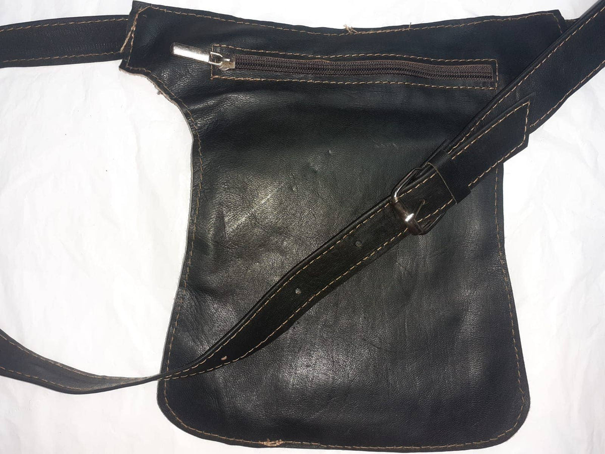 Cartuchera Plana Rosetón — Bolso Pequeño de Cuero Mujer