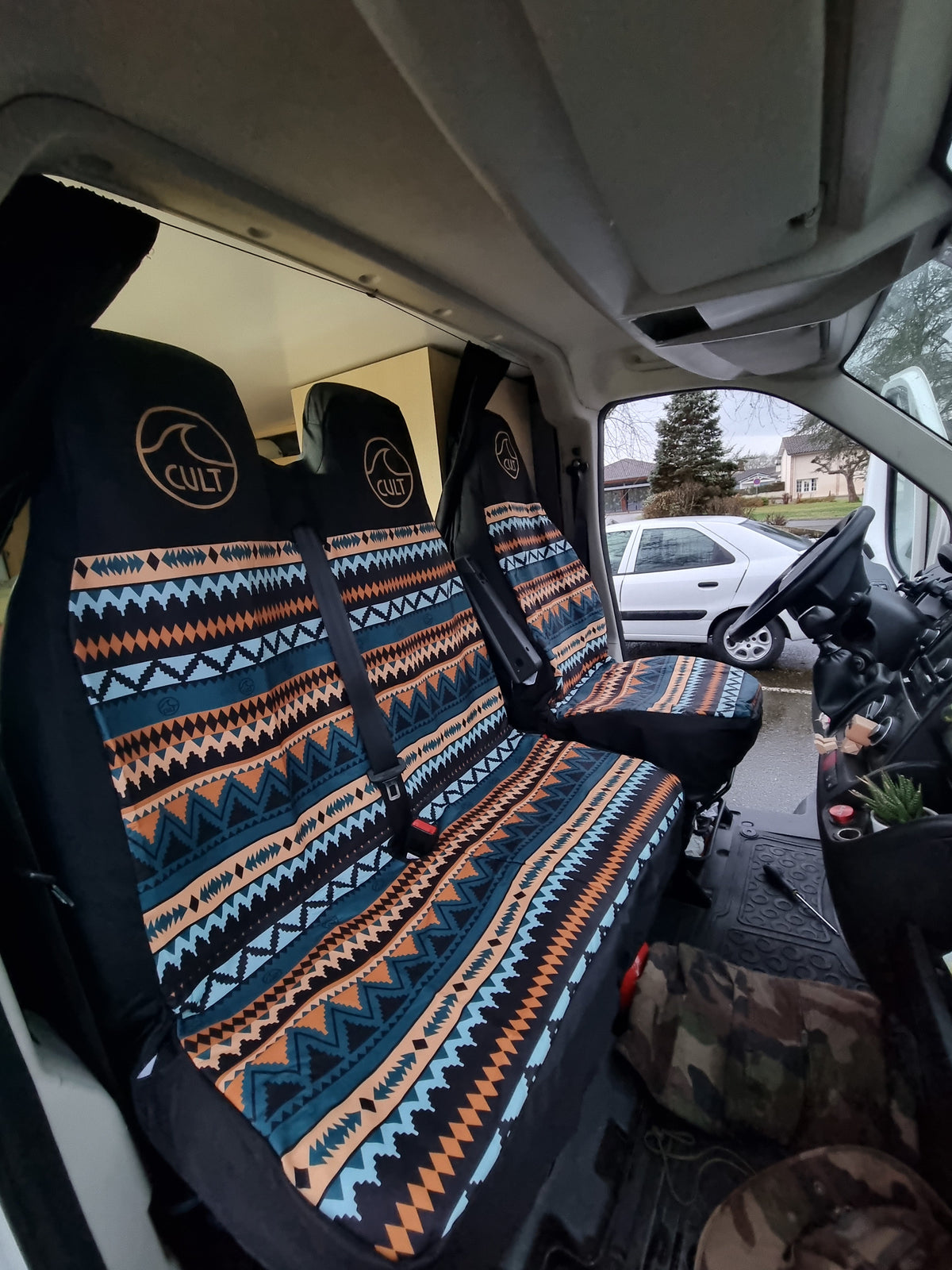 Double front seat cover INDI Blue