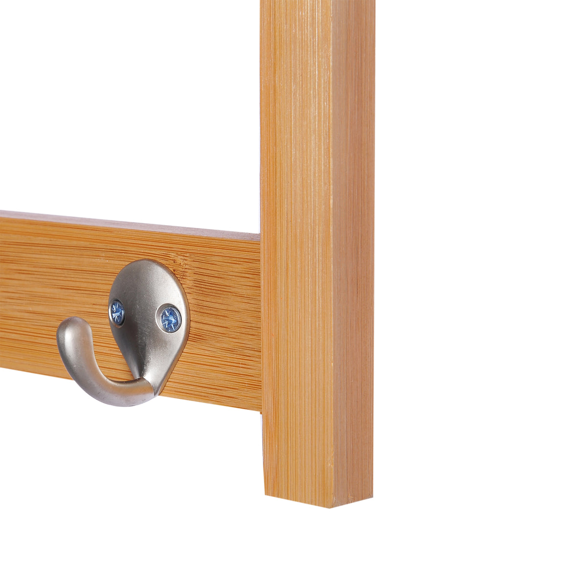 Porte-manteau mural penderie murale étagère 50L x 16l x 17,5H cm 4 patères kit fixation fourni bambou naturel