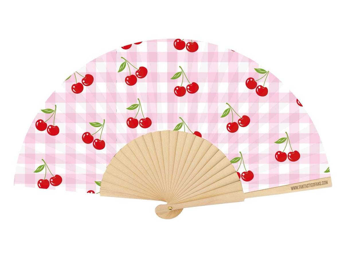 Gingham Pink 23cm fan