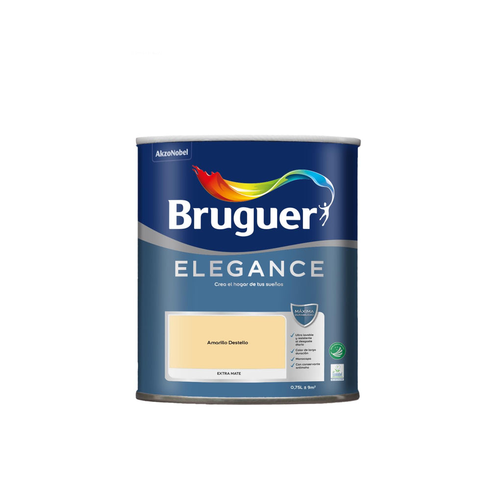 Bruguer ELEGANCE Pintura Monocapa ExtraMate, Paredes y Techos, Interior, Exterior protegido, Alta Durabilidad, UltraLavable, Resistente al Desgaste y Manchas Blanco 750 ml