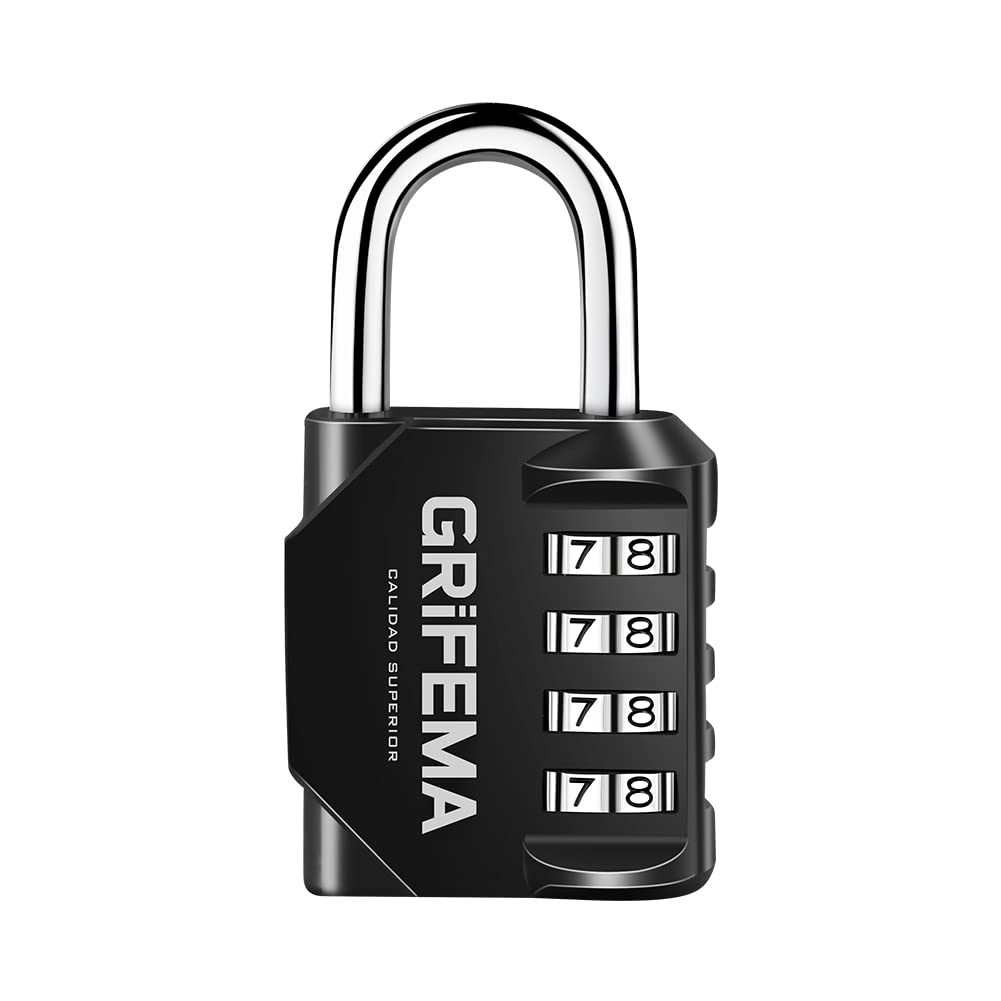 GRIFEMA GA1001 Candado de Combinación, Cerradura de Combinación de 4 Dígitos , 2 Piezas, Adecuada para Gimnasio, Maleta de Equipaje y Caja de Herramientasetc Etc, Negro[Exclusivo en Amazon]