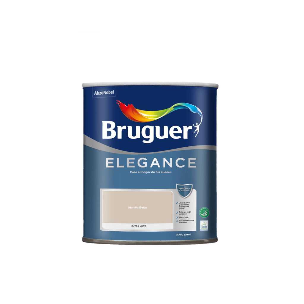Bruguer ELEGANCE Pintura Monocapa ExtraMate, Paredes y Techos, Interior, Exterior protegido, Alta Durabilidad, UltraLavable, Resistente al Desgaste y Manchas Blanco 750 ml