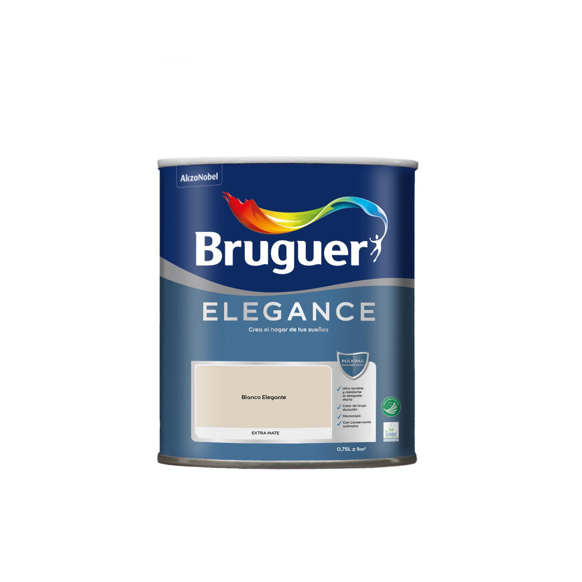 Bruguer ELEGANCE Pintura Monocapa ExtraMate, Paredes y Techos, Interior, Exterior protegido, Alta Durabilidad, UltraLavable, Resistente al Desgaste y Manchas Blanco 750 ml