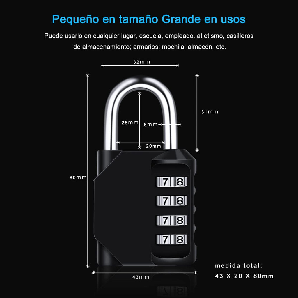 Candado Combinacion, Diyife Impermeable Candado Taquilla, Candado Seguridad 4 Dígitos, Candado para El Casillero del Gimnasio Escolar, Archivadores, Caja De Herramientas,Cerca, Cerrojo (Rojo)