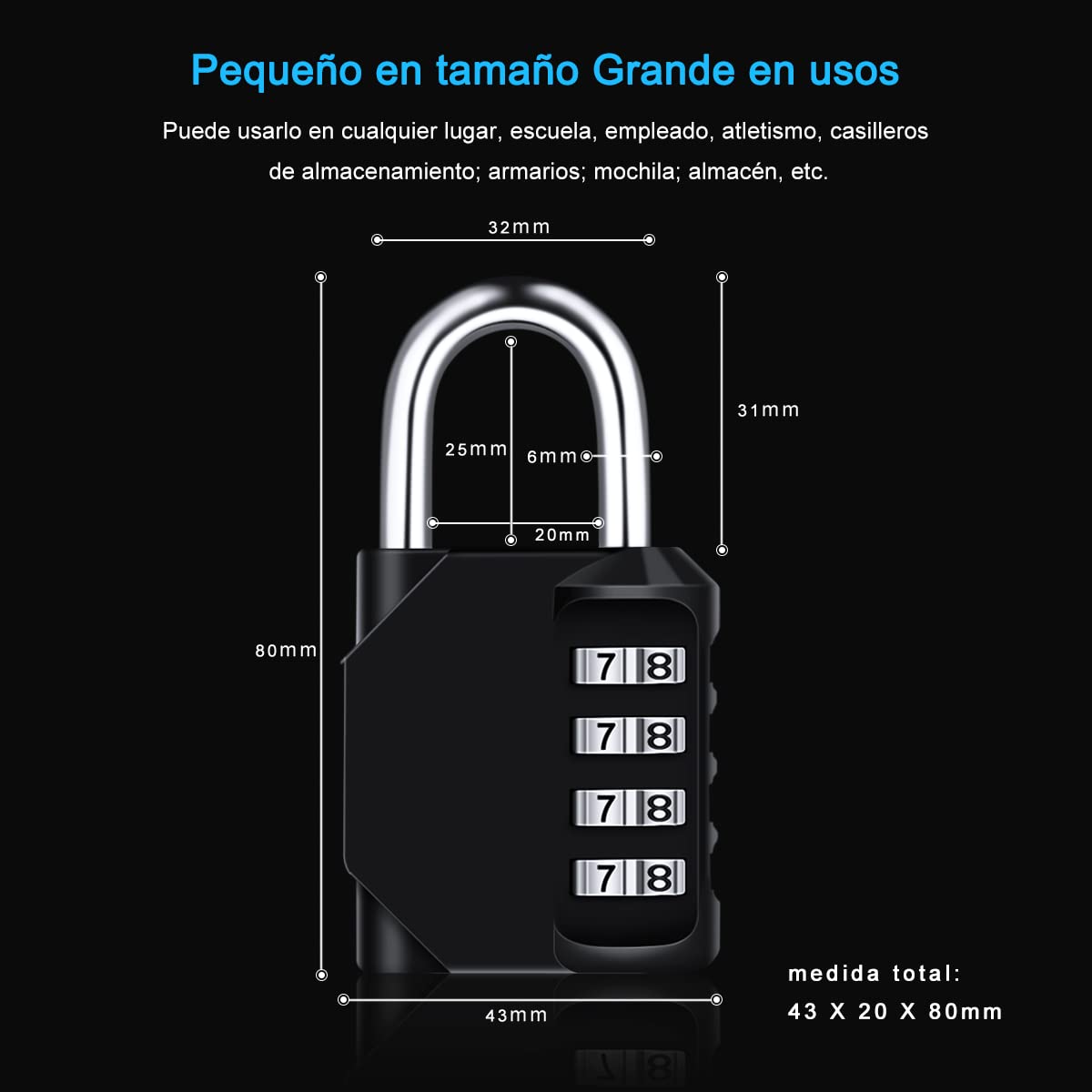 Candado Combinacion, Diyife Impermeable Candado Taquilla, Candado Seguridad 4 Dígitos, Candado para El Casillero del Gimnasio Escolar, Archivadores, Caja De Herramientas,Cerca, Cerrojo (Rojo)