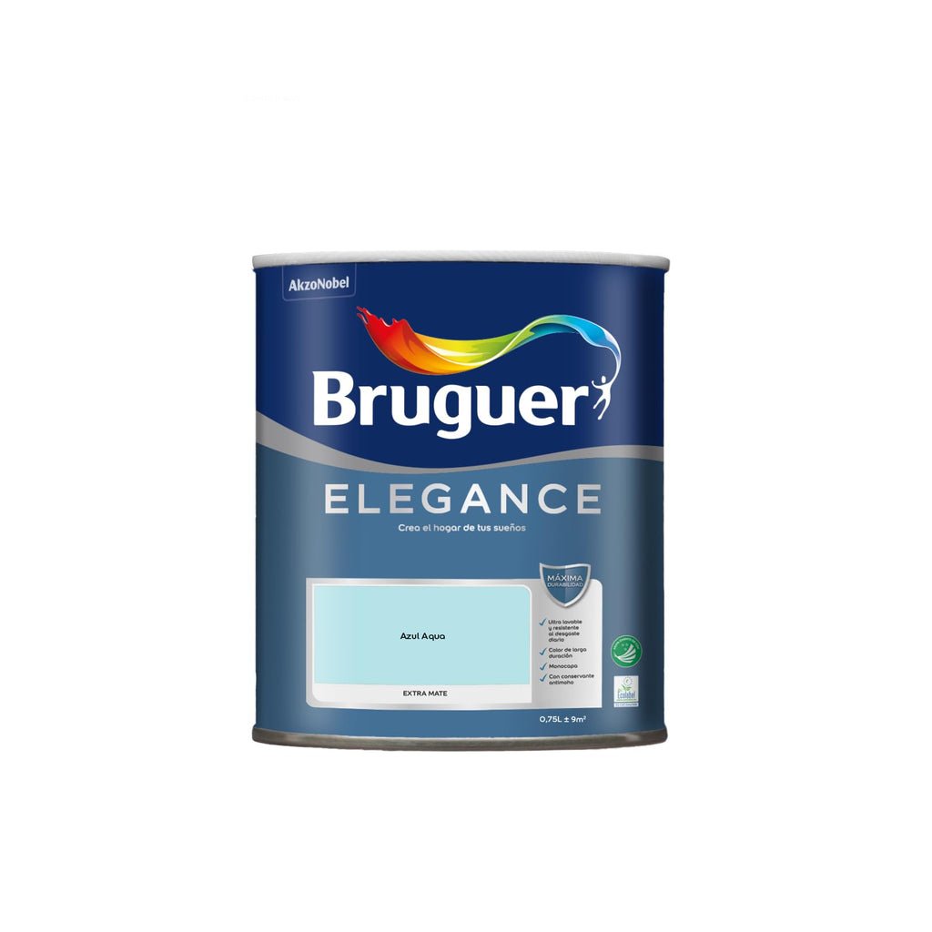 Bruguer ELEGANCE Pintura Monocapa ExtraMate, Paredes y Techos, Interior, Exterior protegido, Alta Durabilidad, UltraLavable, Resistente al Desgaste y Manchas Blanco 750 ml