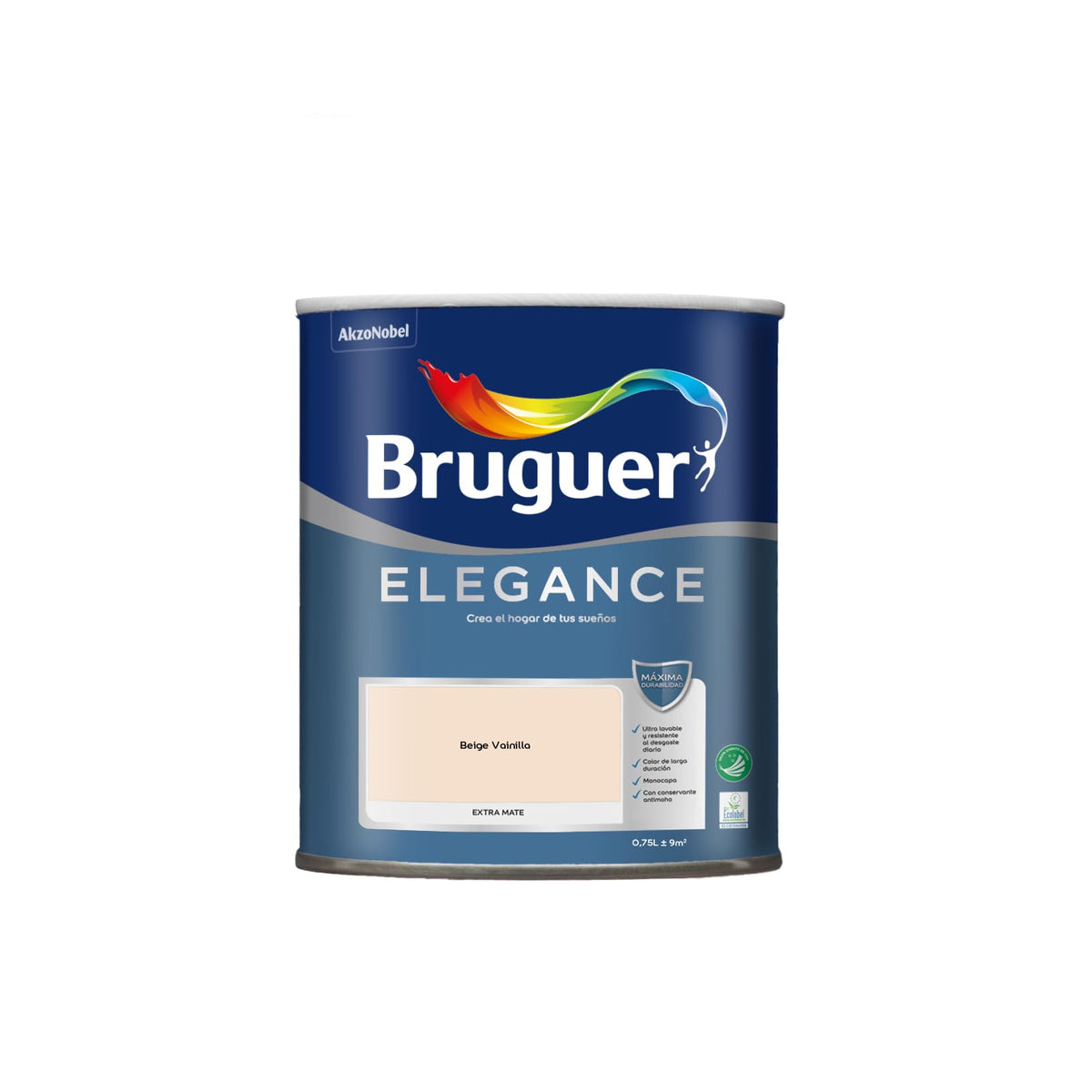 Bruguer ELEGANCE Pintura Monocapa ExtraMate, Paredes y Techos, Interior, Exterior protegido, Alta Durabilidad, UltraLavable, Resistente al Desgaste y Manchas Blanco 750 ml