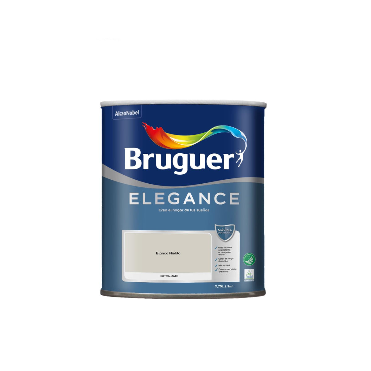 Bruguer ELEGANCE Pintura Monocapa ExtraMate, Paredes y Techos, Interior, Exterior protegido, Alta Durabilidad, UltraLavable, Resistente al Desgaste y Manchas Blanco 750 ml