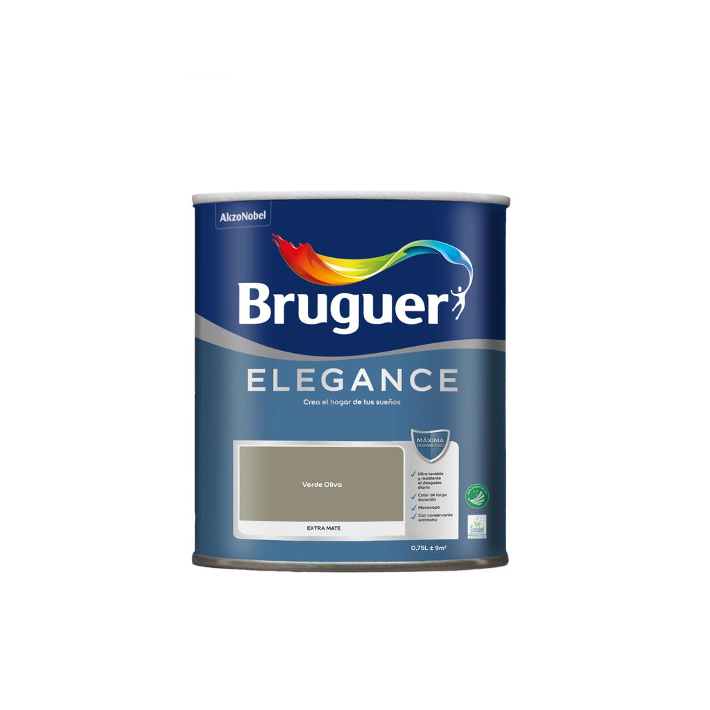 Bruguer ELEGANCE Pintura Monocapa ExtraMate, Paredes y Techos, Interior, Exterior protegido, Alta Durabilidad, UltraLavable, Resistente al Desgaste y Manchas Blanco 750 ml