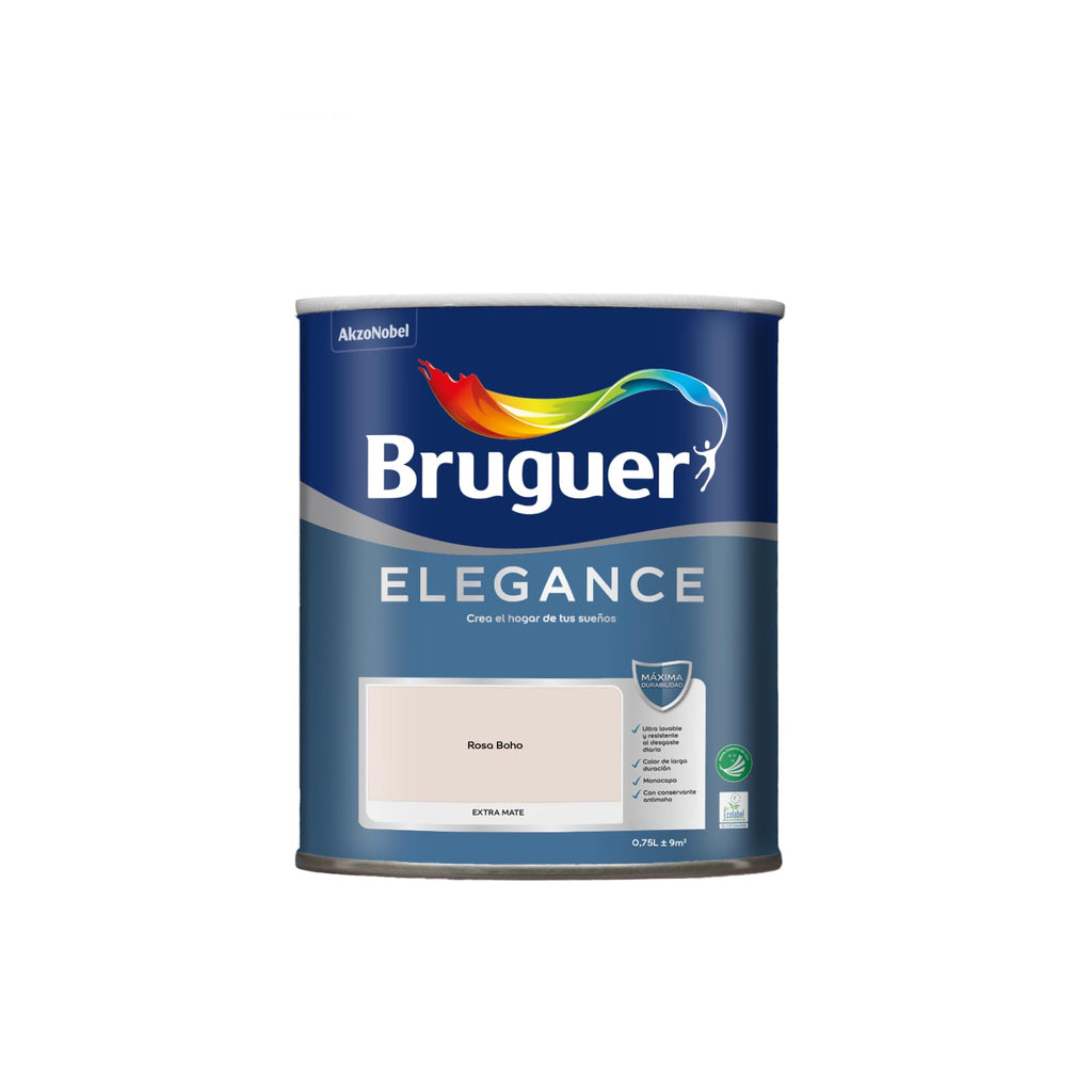 Bruguer ELEGANCE Pintura Monocapa ExtraMate, Paredes y Techos, Interior, Exterior protegido, Alta Durabilidad, UltraLavable, Resistente al Desgaste y Manchas Blanco 750 ml