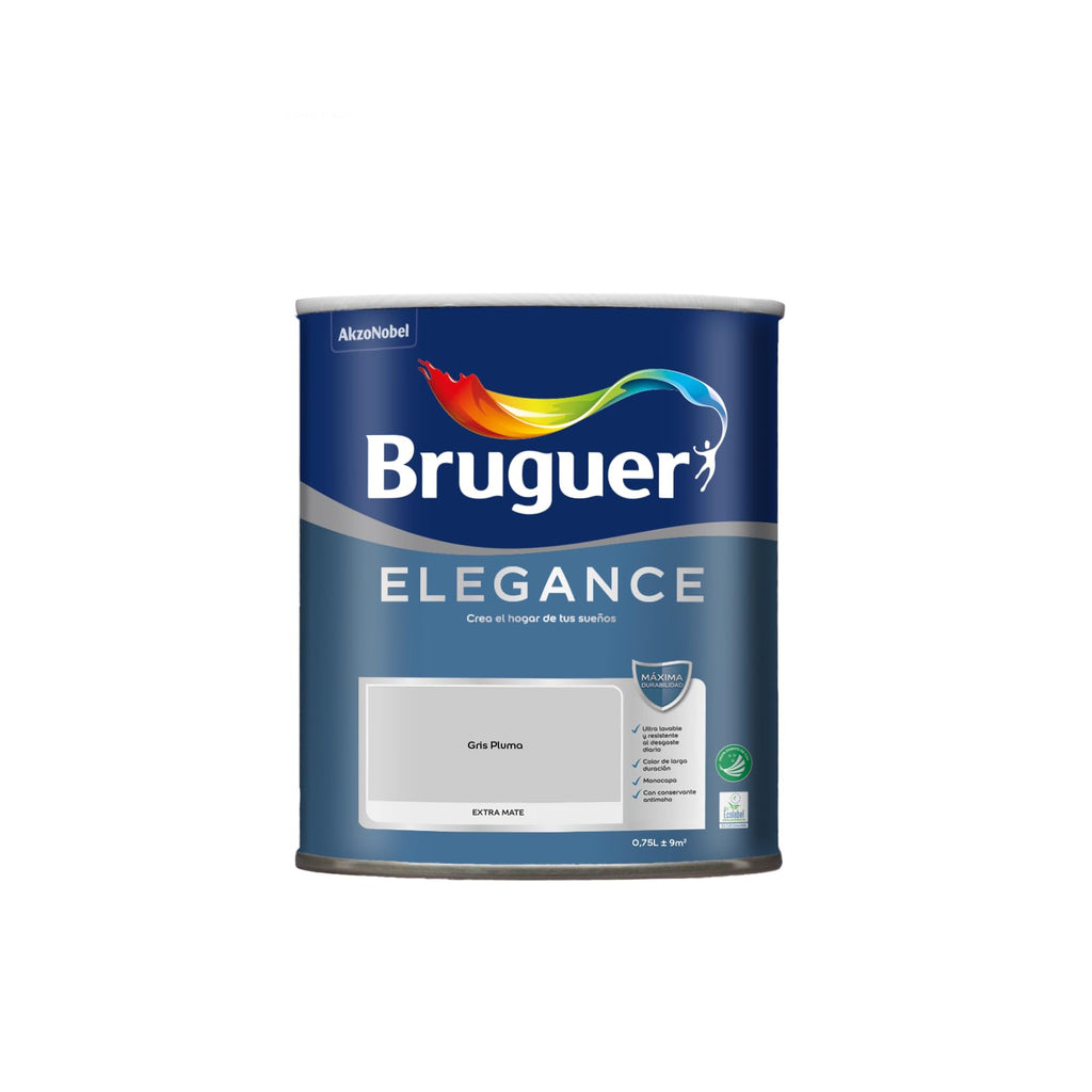 Bruguer ELEGANCE Pintura Monocapa ExtraMate, Paredes y Techos, Interior, Exterior protegido, Alta Durabilidad, UltraLavable, Resistente al Desgaste y Manchas Blanco 750 ml
