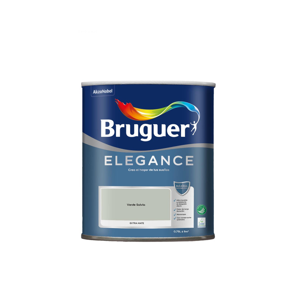 Bruguer ELEGANCE Pintura Monocapa ExtraMate, Paredes y Techos, Interior, Exterior protegido, Alta Durabilidad, UltraLavable, Resistente al Desgaste y Manchas Blanco 750 ml