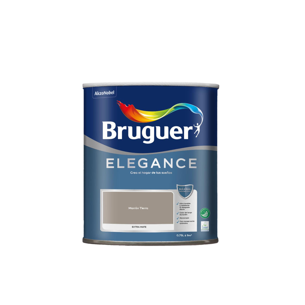 Bruguer ELEGANCE Pintura Monocapa ExtraMate, Paredes y Techos, Interior, Exterior protegido, Alta Durabilidad, UltraLavable, Resistente al Desgaste y Manchas Blanco 750 ml