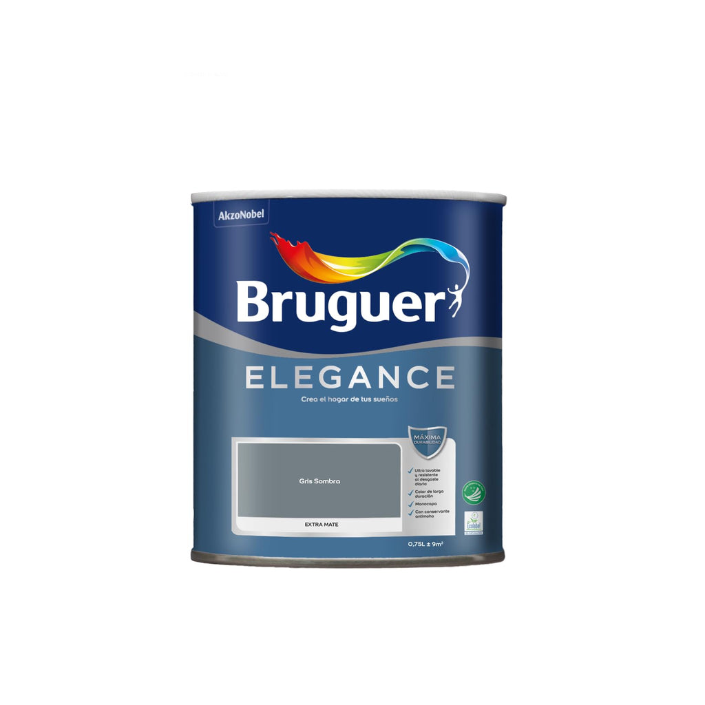 Bruguer ELEGANCE Pintura Monocapa ExtraMate, Paredes y Techos, Interior, Exterior protegido, Alta Durabilidad, UltraLavable, Resistente al Desgaste y Manchas Blanco 750 ml