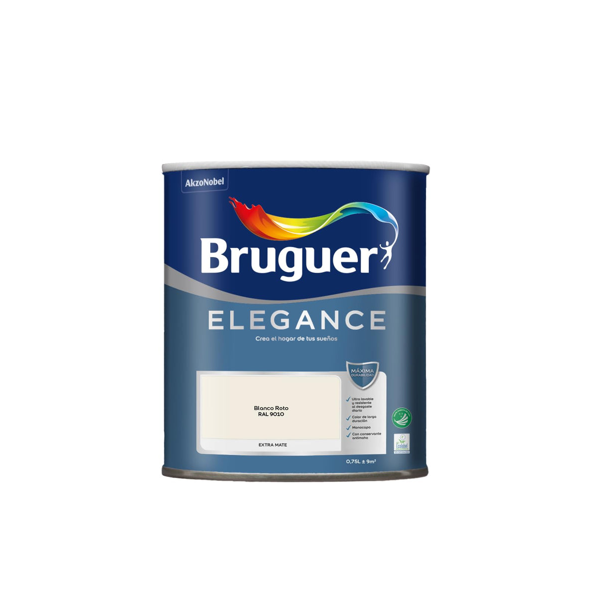 Bruguer ELEGANCE Pintura Monocapa ExtraMate, Paredes y Techos, Interior, Exterior protegido, Alta Durabilidad, UltraLavable, Resistente al Desgaste y Manchas Blanco 750 ml