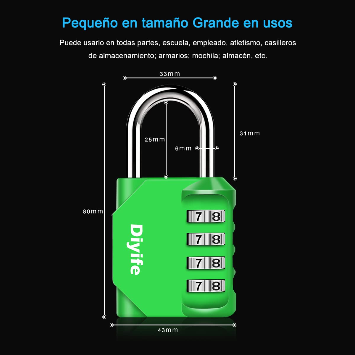 Candado Combinacion, Diyife Impermeable Candado Taquilla, Candado Seguridad 4 Dígitos, Candado para El Casillero del Gimnasio Escolar, Archivadores, Caja De Herramientas,Cerca, Cerrojo (Rojo)