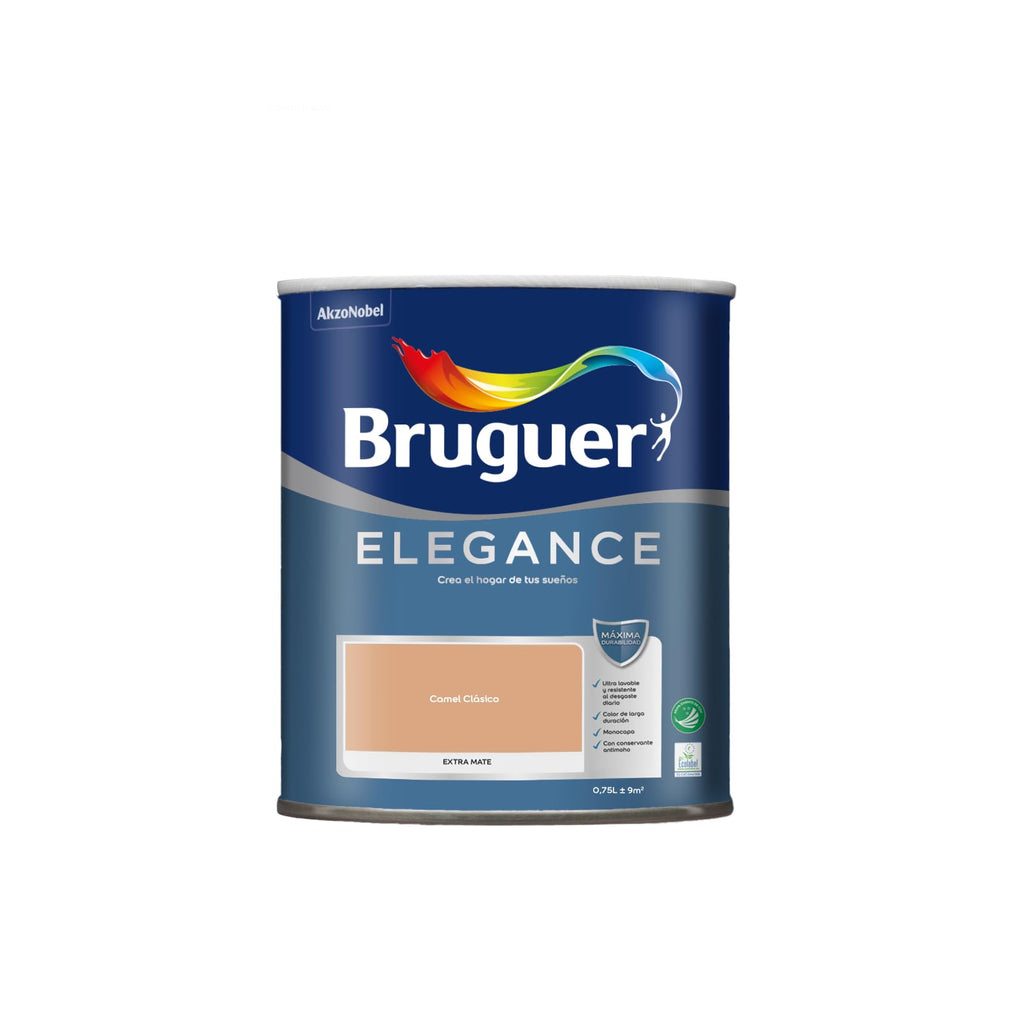 Bruguer ELEGANCE Pintura Monocapa ExtraMate, Paredes y Techos, Interior, Exterior protegido, Alta Durabilidad, UltraLavable, Resistente al Desgaste y Manchas Blanco 750 ml