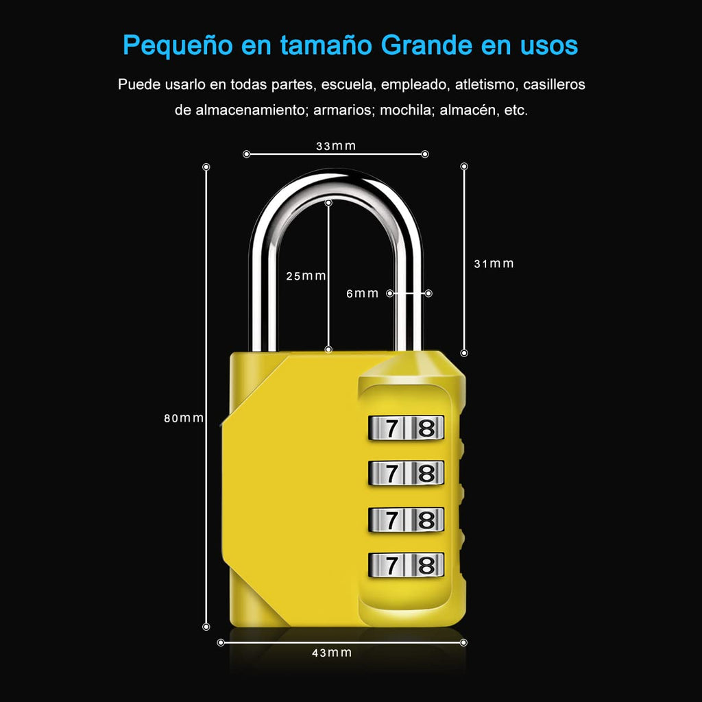 Candado Combinacion, Diyife Impermeable Candado Taquilla, Candado Seguridad 4 Dígitos, Candado para El Casillero del Gimnasio Escolar, Archivadores, Caja De Herramientas,Cerca, Cerrojo (Rojo)