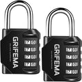 GRIFEMA GA1001 Candado de Combinación, Cerradura de Combinación de 4 Dígitos , 2 Piezas, Adecuada para Gimnasio, Maleta de Equipaje y Caja de Herramientasetc Etc, Negro[Exclusivo en Amazon]