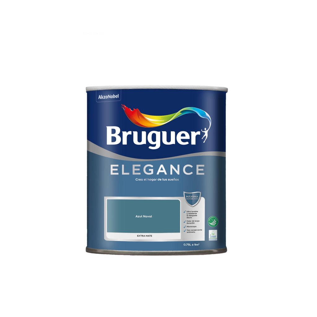 Bruguer ELEGANCE Pintura Monocapa ExtraMate, Paredes y Techos, Interior, Exterior protegido, Alta Durabilidad, UltraLavable, Resistente al Desgaste y Manchas Blanco 750 ml