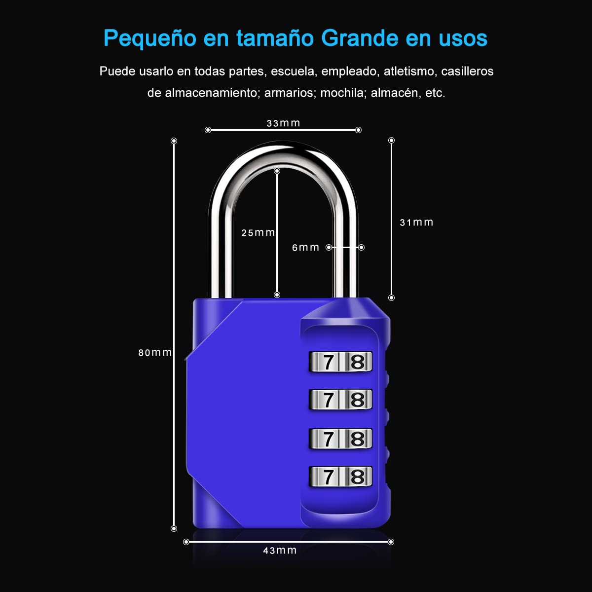Candado Combinacion, Diyife Impermeable Candado Taquilla, Candado Seguridad 4 Dígitos, Candado para El Casillero del Gimnasio Escolar, Archivadores, Caja De Herramientas,Cerca, Cerrojo (Rojo)