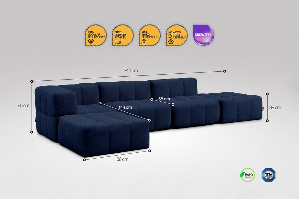 5-Piece Modular Sofa – Blue