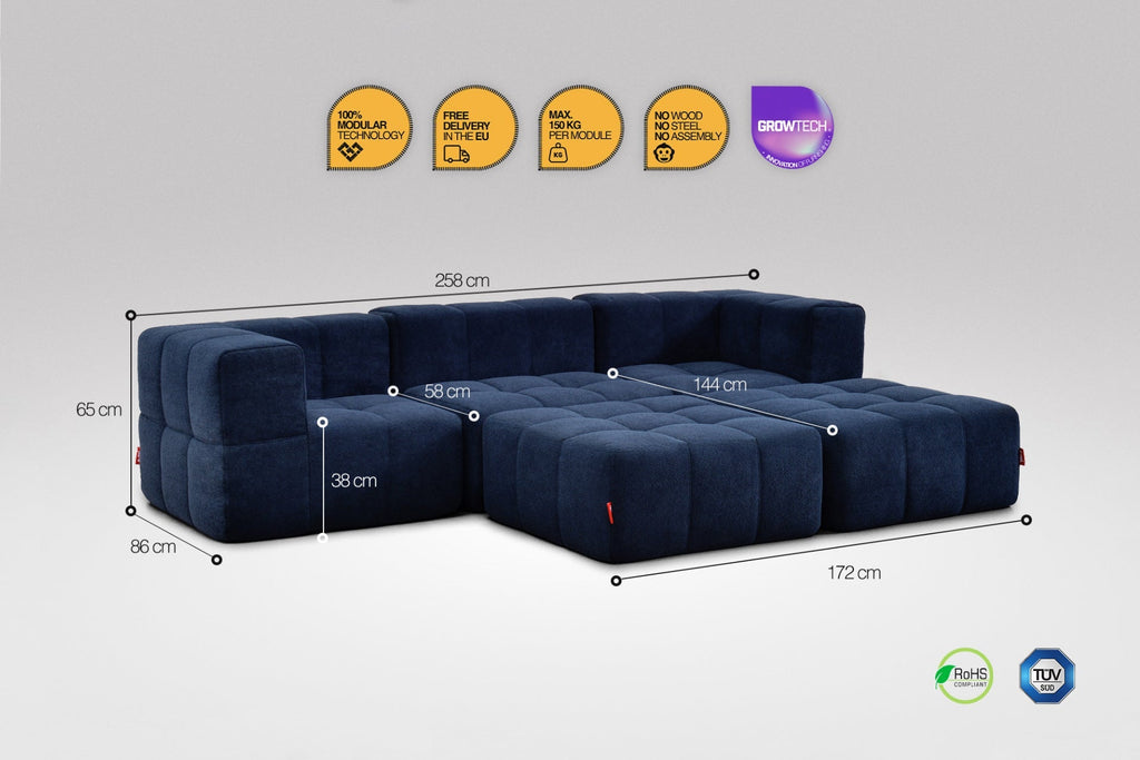 5 Teiliges Modulares Sofa – Blau