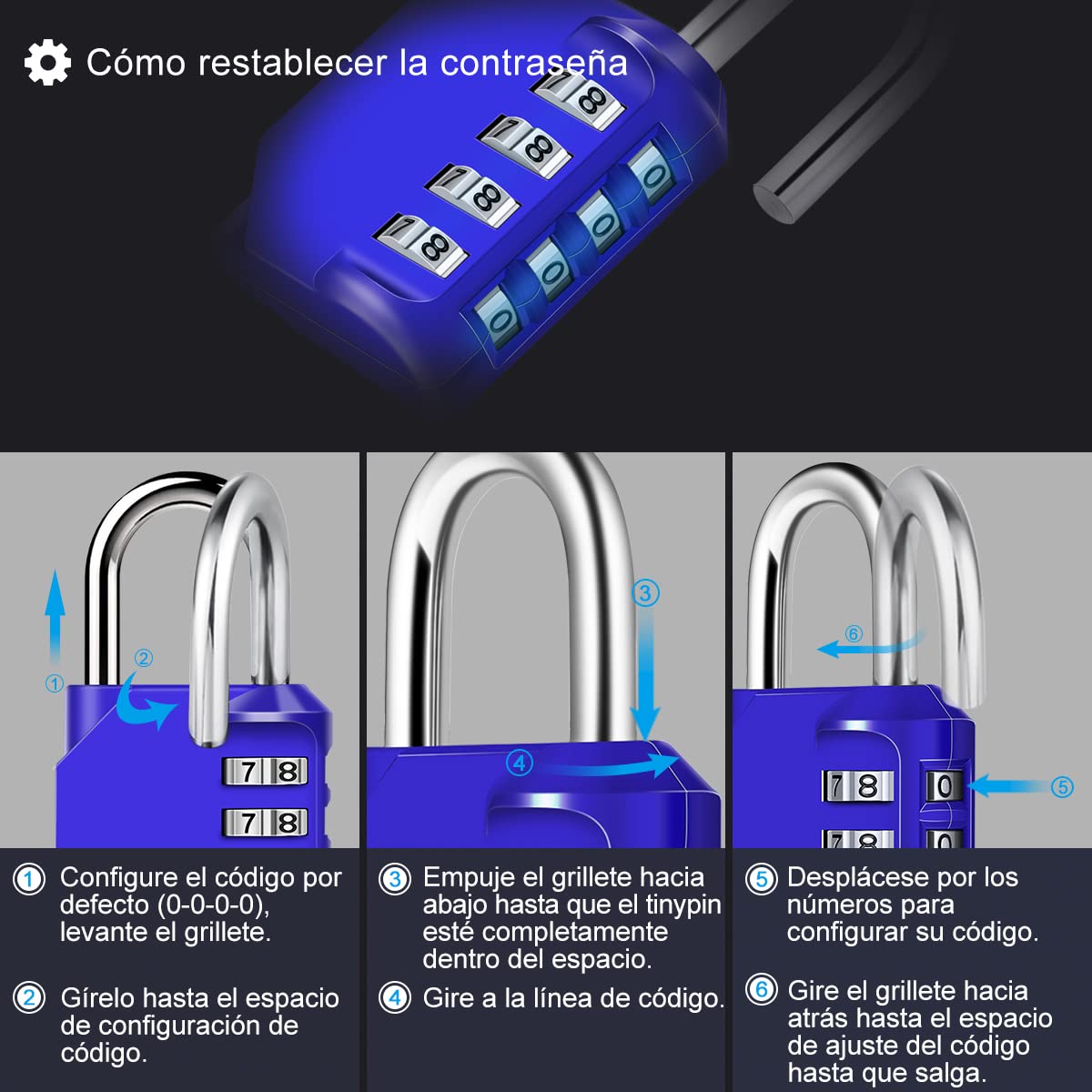 Candado Combinacion, Diyife Impermeable Candado Taquilla, Candado Seguridad 4 Dígitos, Candado para El Casillero del Gimnasio Escolar, Archivadores, Caja De Herramientas,Cerca, Cerrojo (Rojo)
