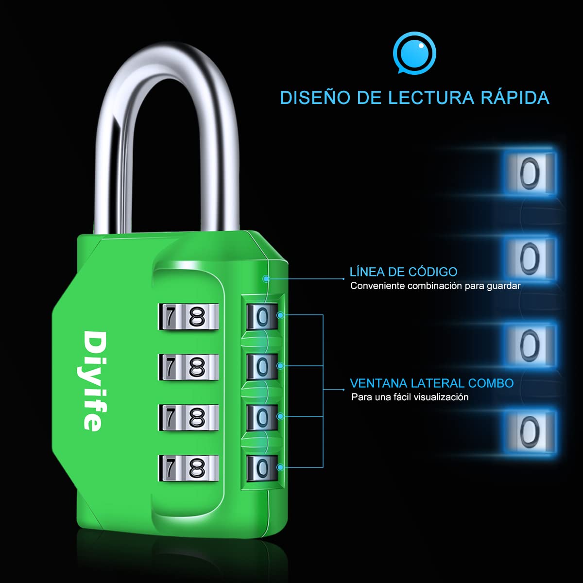 Candado Combinacion, Diyife Impermeable Candado Taquilla, Candado Seguridad 4 Dígitos, Candado para El Casillero del Gimnasio Escolar, Archivadores, Caja De Herramientas,Cerca, Cerrojo (Rojo)