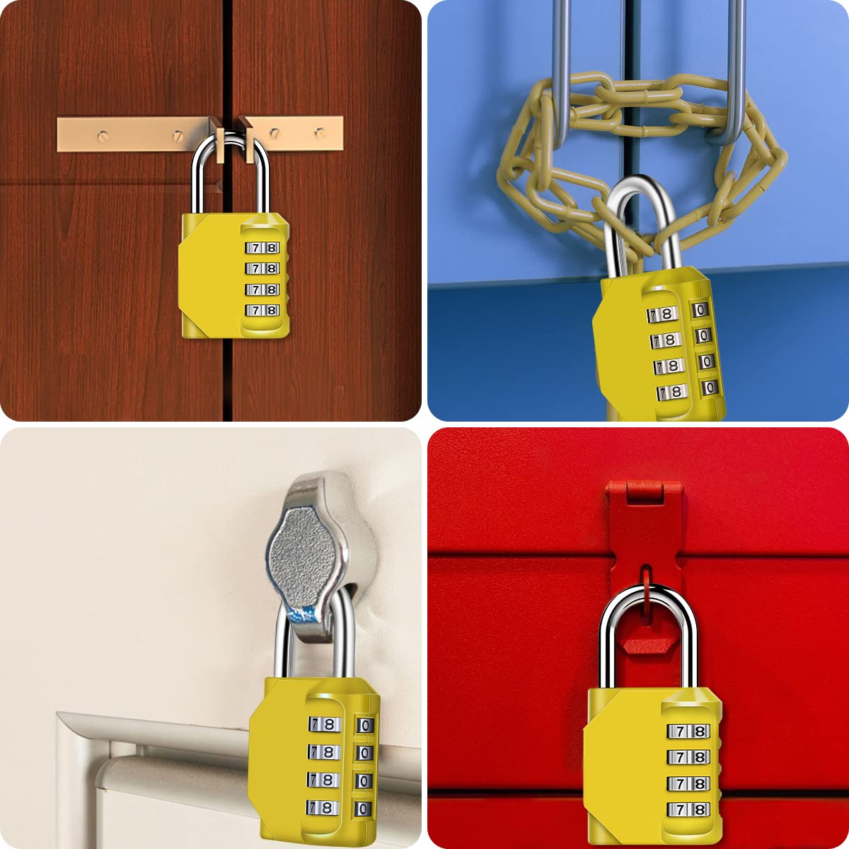 Candado Combinacion, Diyife Impermeable Candado Taquilla, Candado Seguridad 4 Dígitos, Candado para El Casillero del Gimnasio Escolar, Archivadores, Caja De Herramientas,Cerca, Cerrojo (Rojo)