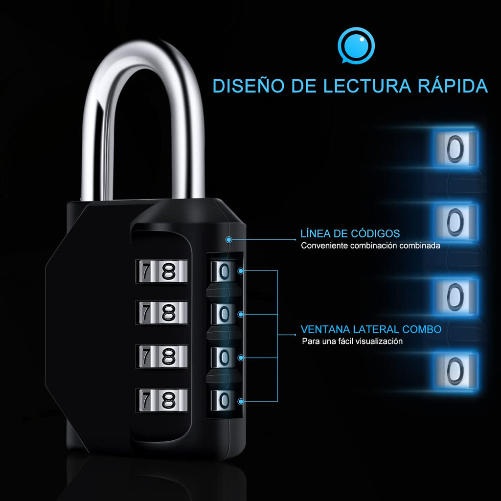 Candado Combinacion, Diyife Impermeable Candado Taquilla, Candado Seguridad 4 Dígitos, Candado para El Casillero del Gimnasio Escolar, Archivadores, Caja De Herramientas,Cerca, Cerrojo (Rojo)
