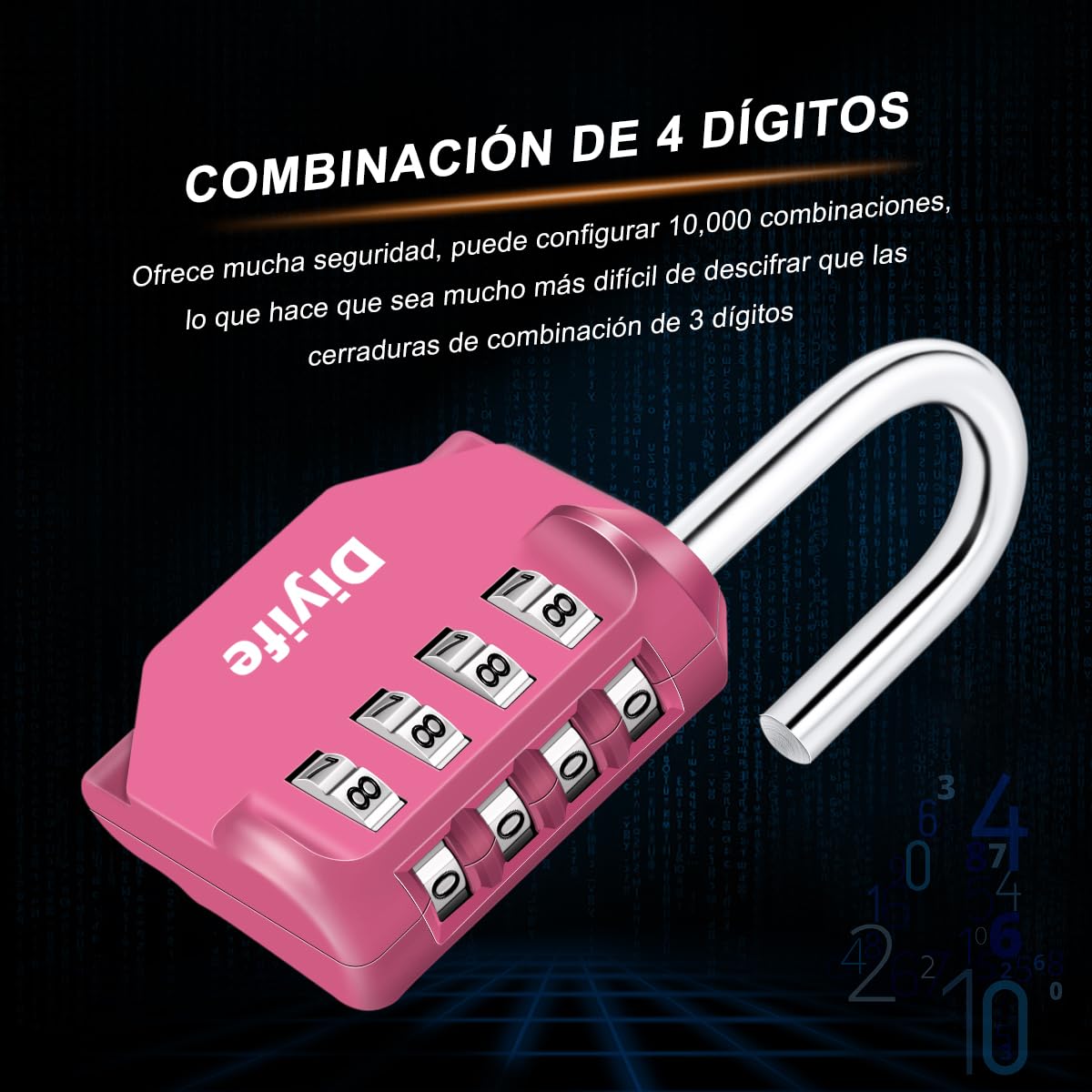 Candado Combinacion, Diyife Impermeable Candado Taquilla, Candado Seguridad 4 Dígitos, Candado para El Casillero del Gimnasio Escolar, Archivadores, Caja De Herramientas,Cerca, Cerrojo (Rojo)