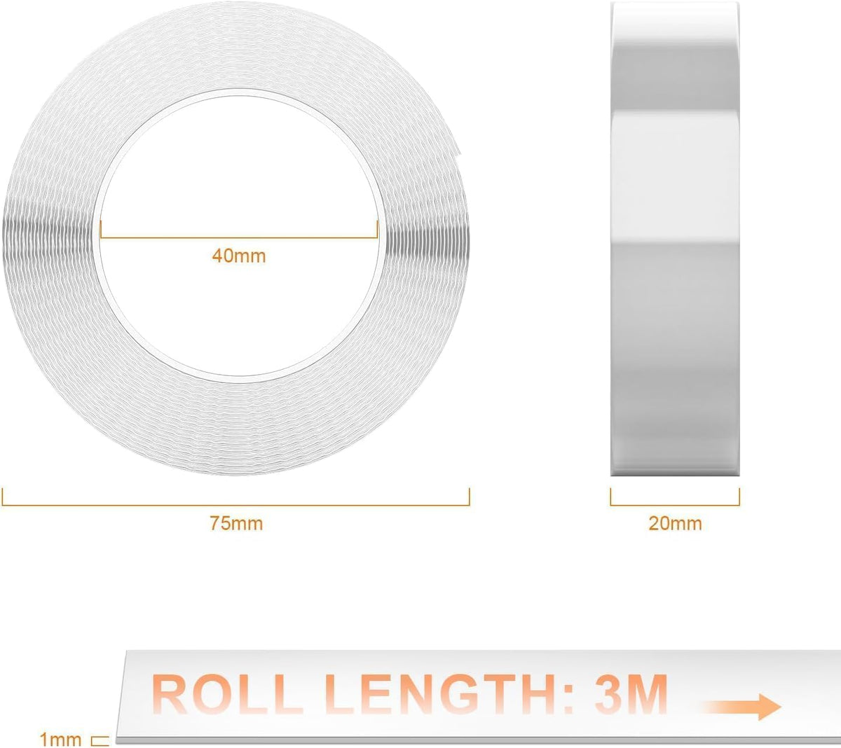 GRIFEMA GA4001-2 Cinta Doble Cara 3m 2 Rollos Transparente