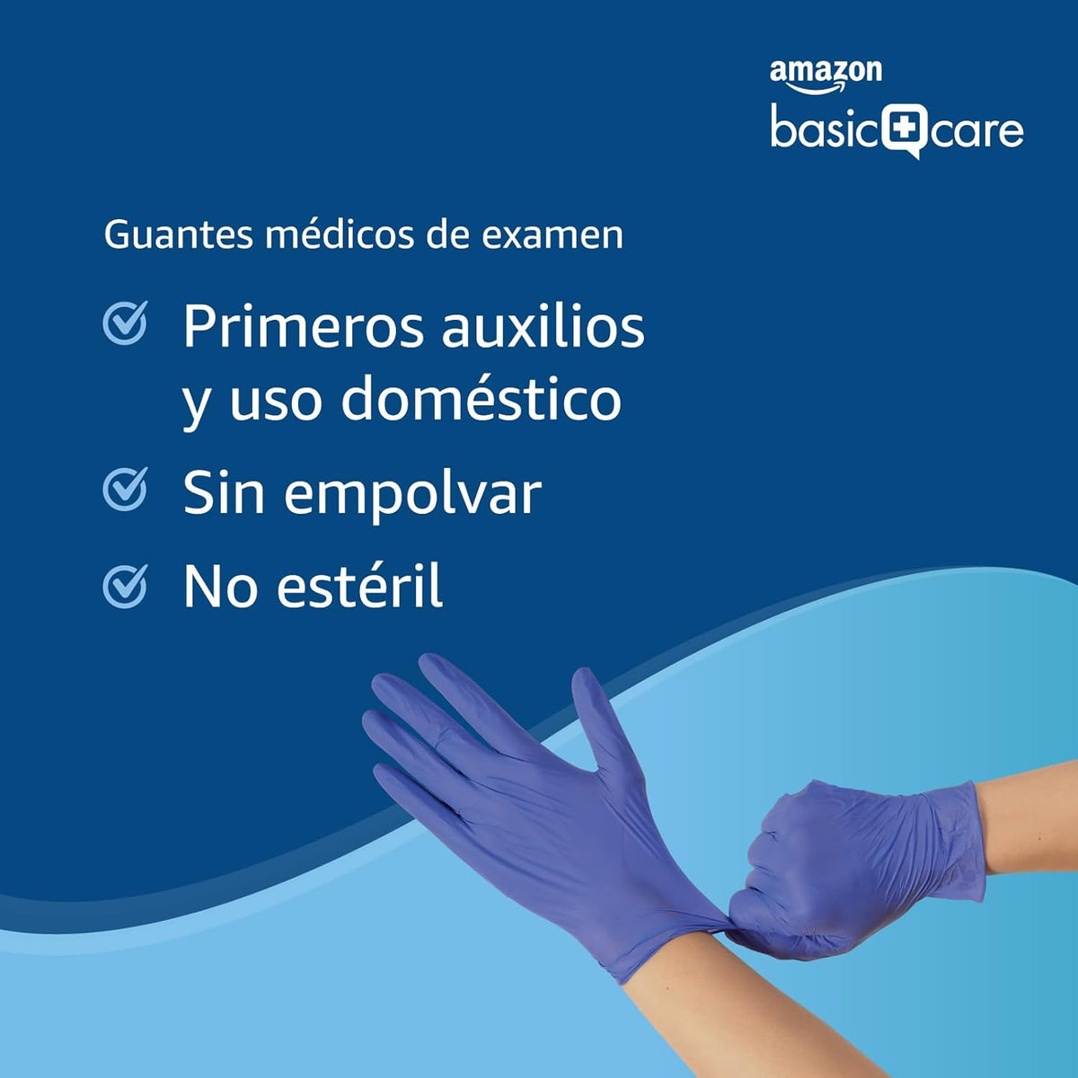 by Amazon Guantes Desechables de Nitrilo Azules, sin Polvo, sin Látex, Talla M, Paquete de 100