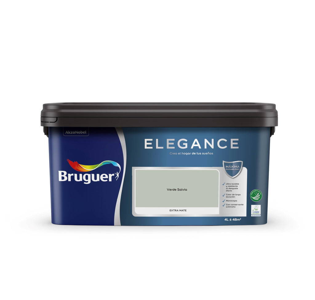 Bruguer ELEGANCE Pintura Monocapa ExtraMate, Paredes y Techos, Interior, Exterior protegido, Alta Durabilidad, UltraLavable, Resistente al Desgaste y Manchas Blanco 750 ml