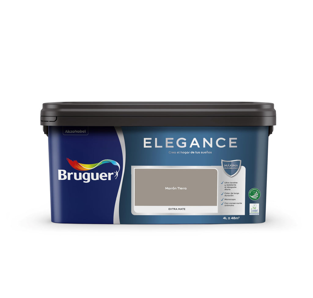 Bruguer ELEGANCE Pintura Monocapa ExtraMate, Paredes y Techos, Interior, Exterior protegido, Alta Durabilidad, UltraLavable, Resistente al Desgaste y Manchas Blanco 750 ml