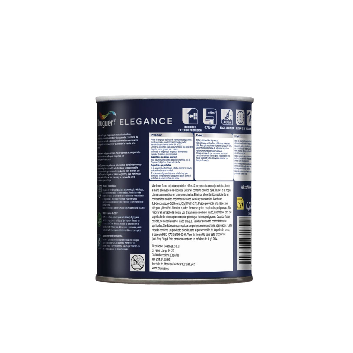 Bruguer ELEGANCE Pintura Monocapa ExtraMate, Paredes y Techos, Interior, Exterior protegido, Alta Durabilidad, UltraLavable, Resistente al Desgaste y Manchas Blanco 750 ml