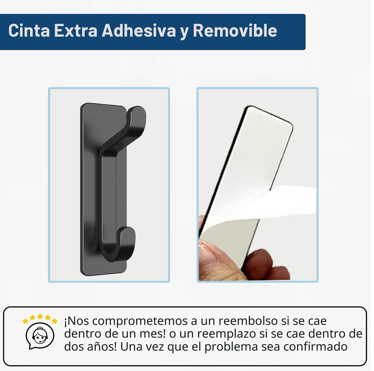pickpiff Ganchos Adhesivos para Pared, Resistentes 6kg, Sin Taladrar, Impermeable, Colgadores para Baño Cocina Abrigos, Perchas Adhesivas de Acero Inoxidable, Negro, 6 Piezas