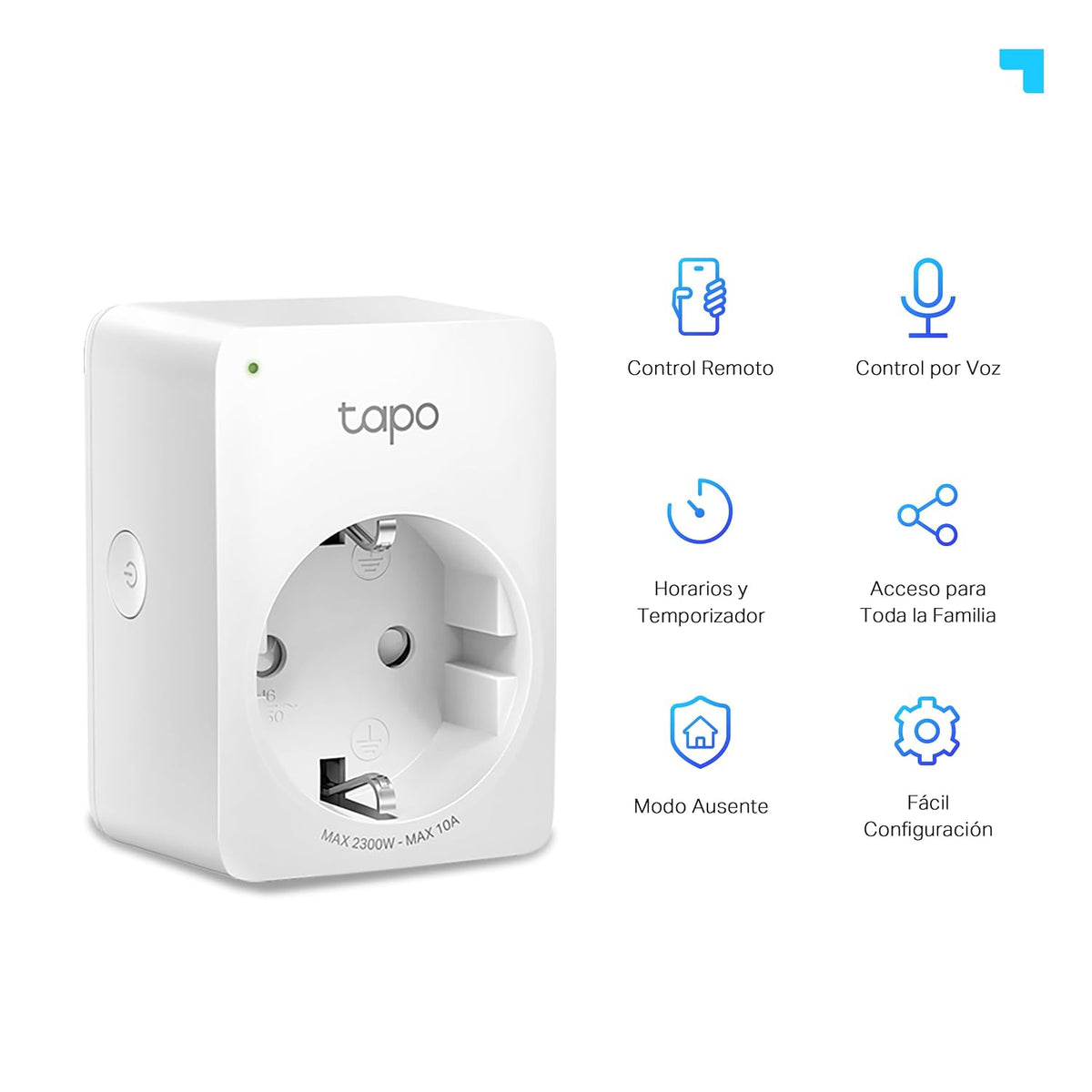 Tapo P100 - Enchufe Inteligente WiFi, Programa Horarios, Control App/Voz