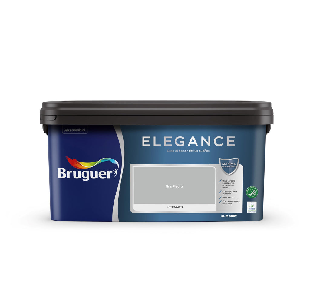 Bruguer ELEGANCE Pintura Monocapa ExtraMate, Paredes y Techos, Interior, Exterior protegido, Alta Durabilidad, UltraLavable, Resistente al Desgaste y Manchas Blanco 750 ml