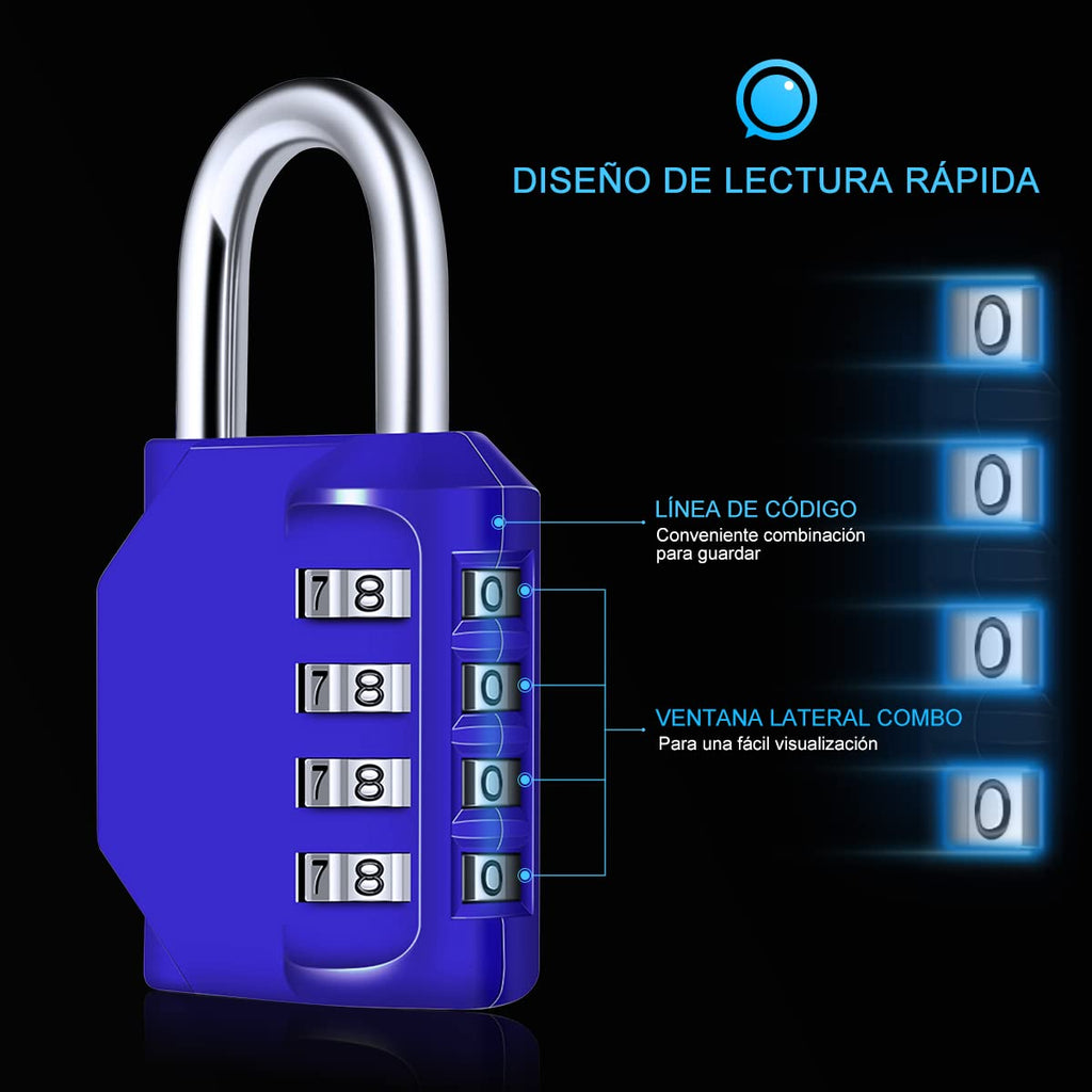 Candado Combinacion, Diyife Impermeable Candado Taquilla, Candado Seguridad 4 Dígitos, Candado para El Casillero del Gimnasio Escolar, Archivadores, Caja De Herramientas,Cerca, Cerrojo (Rojo)