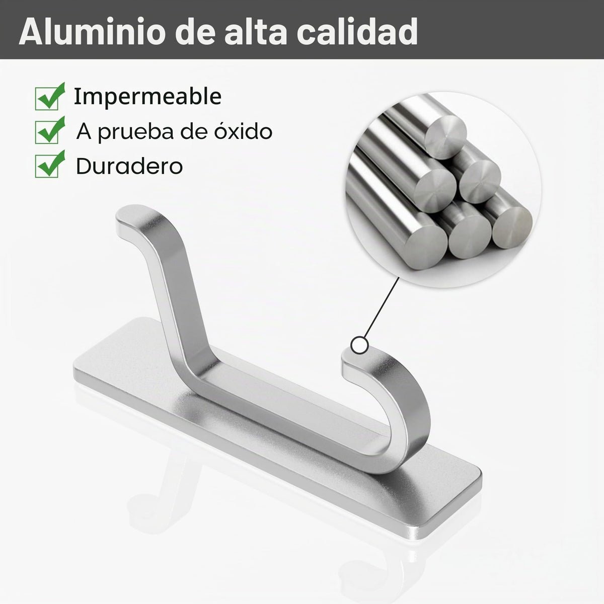 pickpiff Ganchos Adhesivos para Pared, Resistentes 6kg, Sin Taladrar, Impermeable, Colgadores para Baño Cocina Abrigos, Perchas Adhesivas de Acero Inoxidable, Negro, 6 Piezas