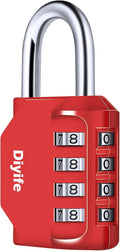 Candado Combinacion, Diyife Impermeable Candado Taquilla, Candado Seguridad 4 Dígitos, Candado para El Casillero del Gimnasio Escolar, Archivadores, Caja De Herramientas,Cerca, Cerrojo (Rojo)