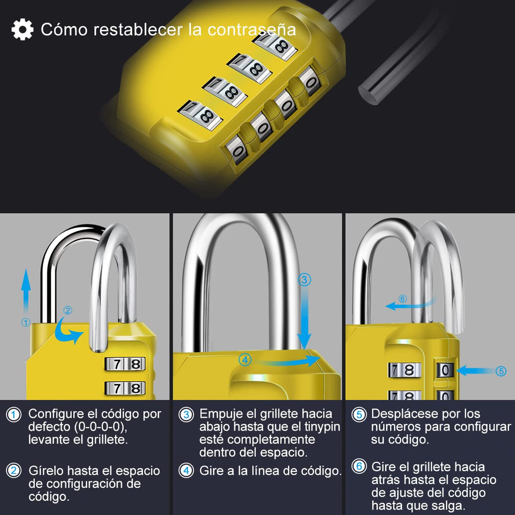 Candado Combinacion, Diyife Impermeable Candado Taquilla, Candado Seguridad 4 Dígitos, Candado para El Casillero del Gimnasio Escolar, Archivadores, Caja De Herramientas,Cerca, Cerrojo (Rojo)