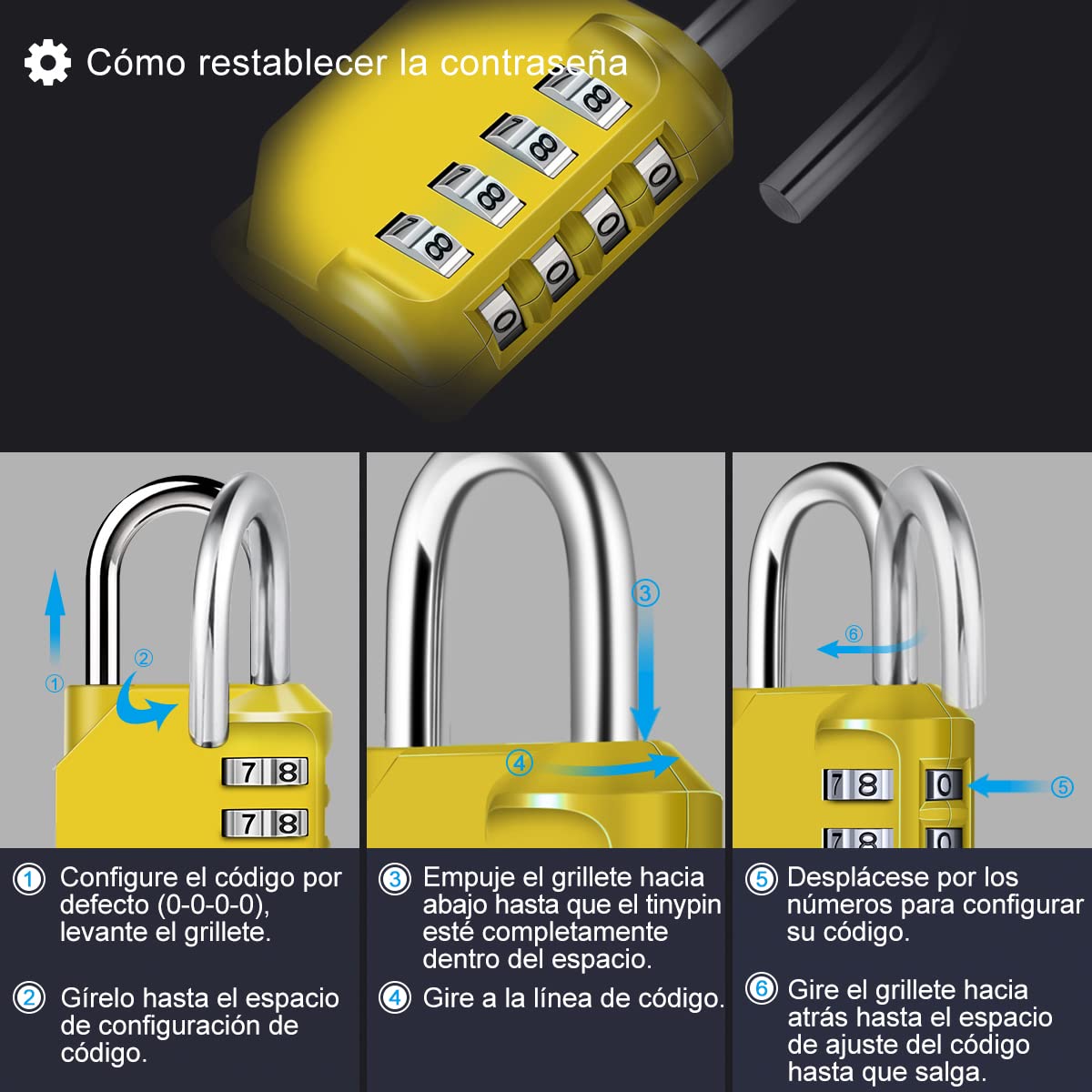 Candado Combinacion, Diyife Impermeable Candado Taquilla, Candado Seguridad 4 Dígitos, Candado para El Casillero del Gimnasio Escolar, Archivadores, Caja De Herramientas,Cerca, Cerrojo (Rojo)