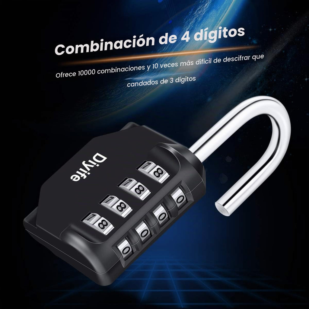 Candado Combinacion, Diyife Impermeable Candado Taquilla, Candado Seguridad 4 Dígitos, Candado para El Casillero del Gimnasio Escolar, Archivadores, Caja De Herramientas,Cerca, Cerrojo (Rojo)