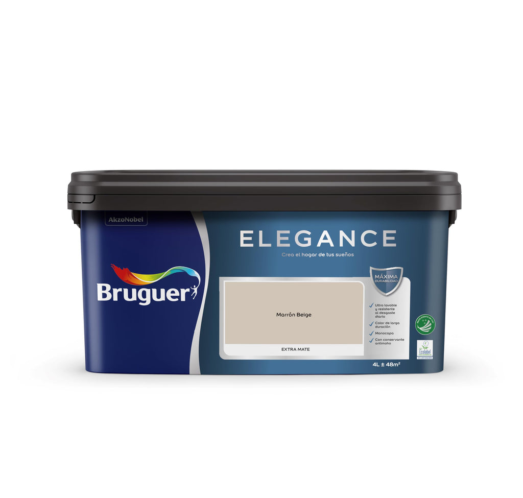 Bruguer ELEGANCE Pintura Monocapa ExtraMate, Paredes y Techos, Interior, Exterior protegido, Alta Durabilidad, UltraLavable, Resistente al Desgaste y Manchas Blanco 750 ml