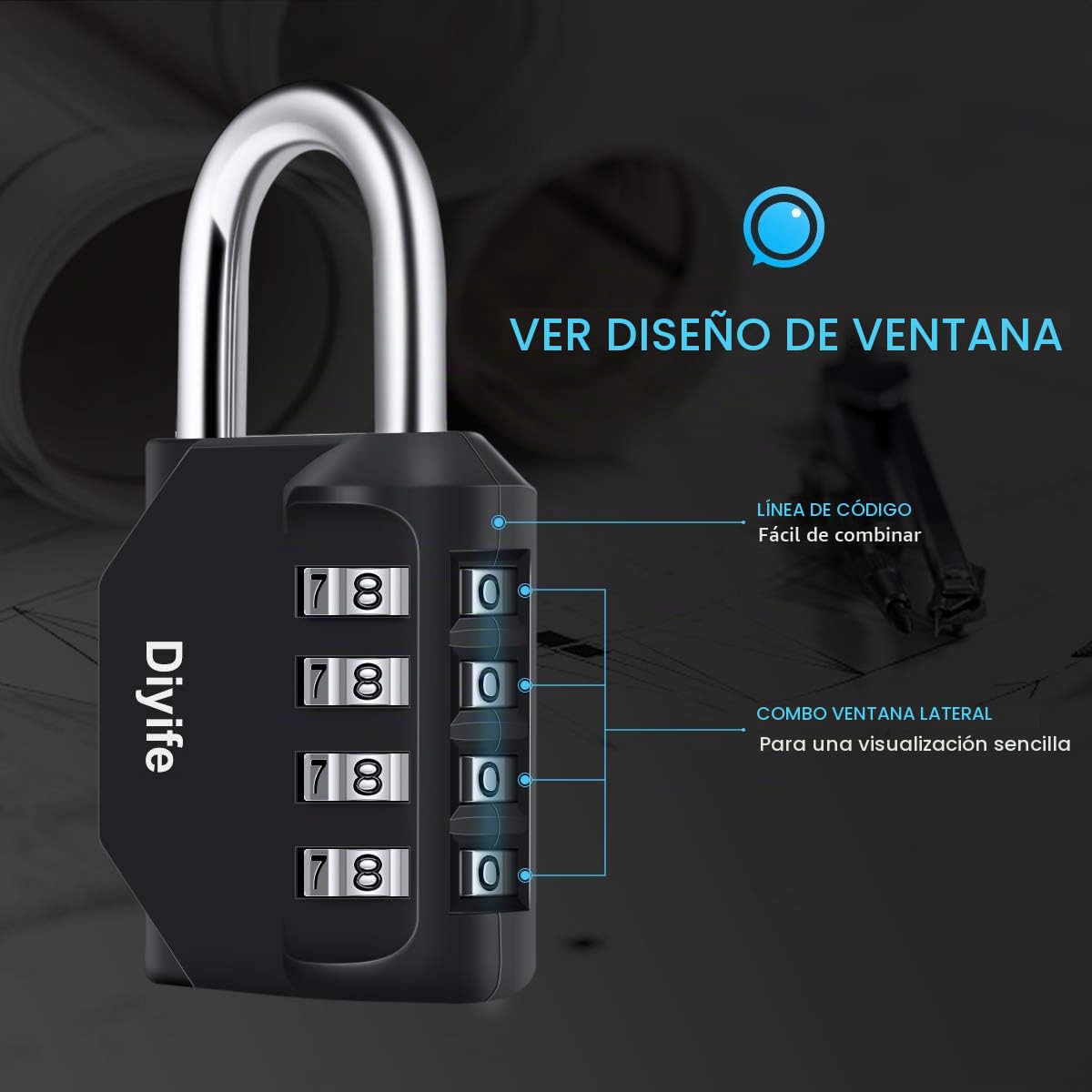 Candado Combinacion, Diyife Impermeable Candado Taquilla, Candado Seguridad 4 Dígitos, Candado para El Casillero del Gimnasio Escolar, Archivadores, Caja De Herramientas,Cerca, Cerrojo (Rojo)