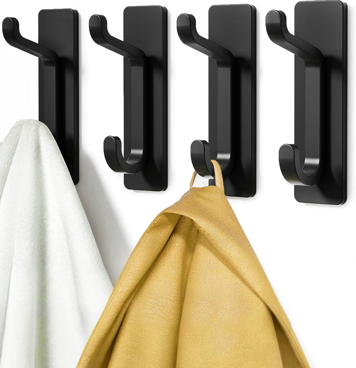 pickpiff Ganchos Adhesivos para Pared, Resistentes 6kg, Sin Taladrar, Impermeable, Colgadores para Baño Cocina Abrigos, Perchas Adhesivas de Acero Inoxidable, Negro, 6 Piezas